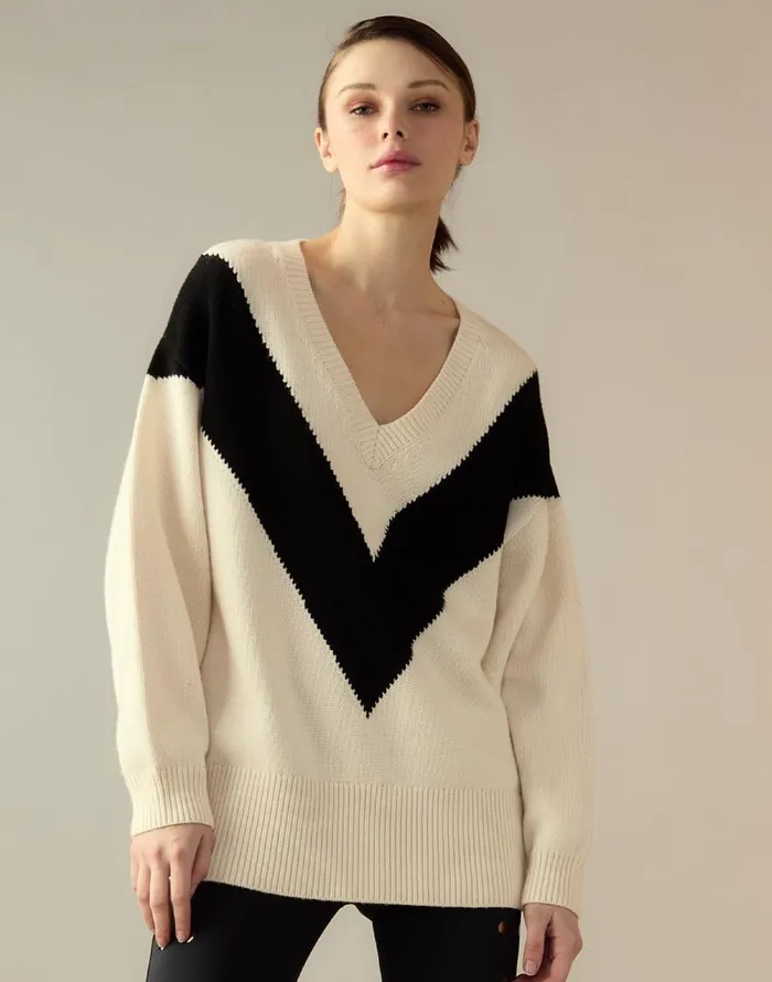 Cynthia Rowley Collegiate VNeck Sweater Women Tops