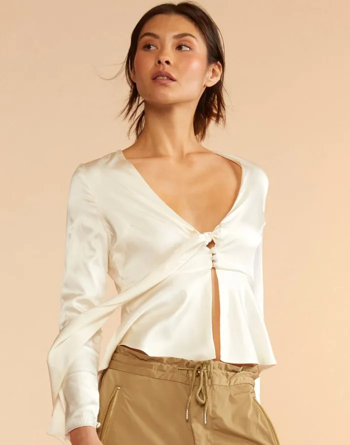 Cynthia Rowley Jula Silk Blouse Women Tops