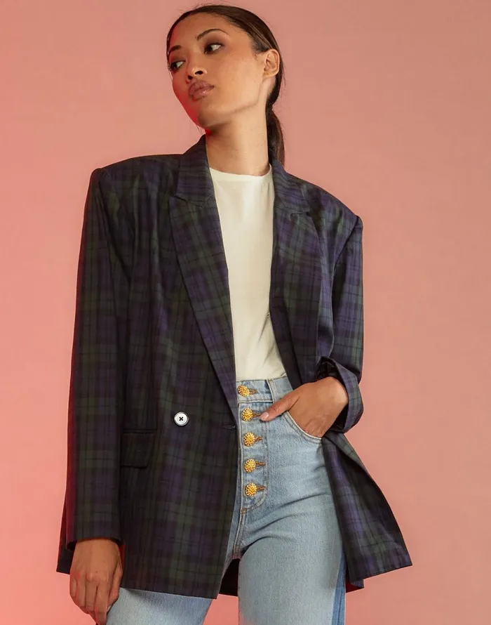 Cynthia Rowley Plaid Oversized Blazer Women Tops Cynthia Rowley Plaid Oversized Blazer Women Tops