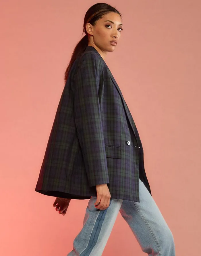 Cynthia Rowley Plaid Oversized Blazer Women Tops Cynthia Rowley Plaid Oversized Blazer Women Tops