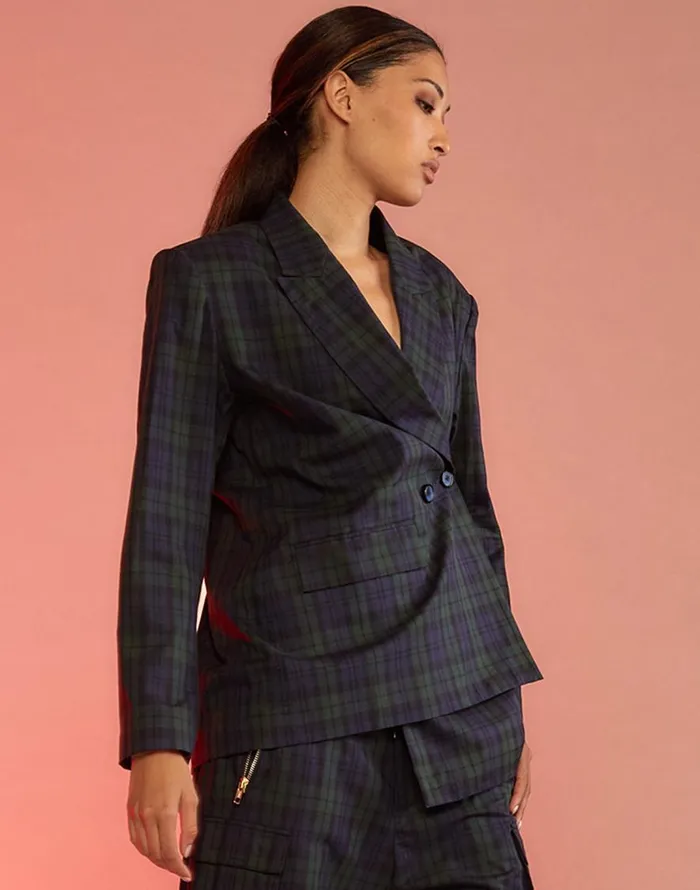 Cynthia Rowley Plaid Oversized Blazer Women Tops Cynthia Rowley Plaid Oversized Blazer Women Tops