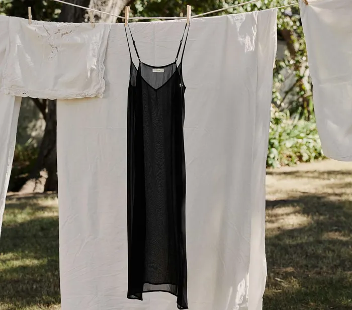 DEN Slips Women Long Deep VNeck Slip Black
