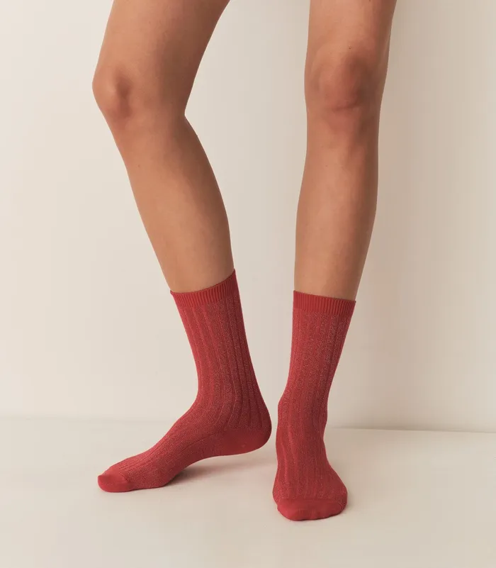 DEN Socks and Tights Women COLLGIEN Glitter Crew Sock Rouge Carmin DEN Socks and Tights Women COLLGIEN Glitter Crew Sock Rouge Carmin