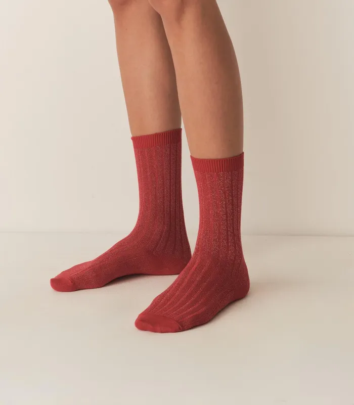 DEN Socks and Tights Women COLLGIEN Glitter Crew Sock Rouge Carmin DEN Socks and Tights Women COLLGIEN Glitter Crew Sock Rouge Carmin
