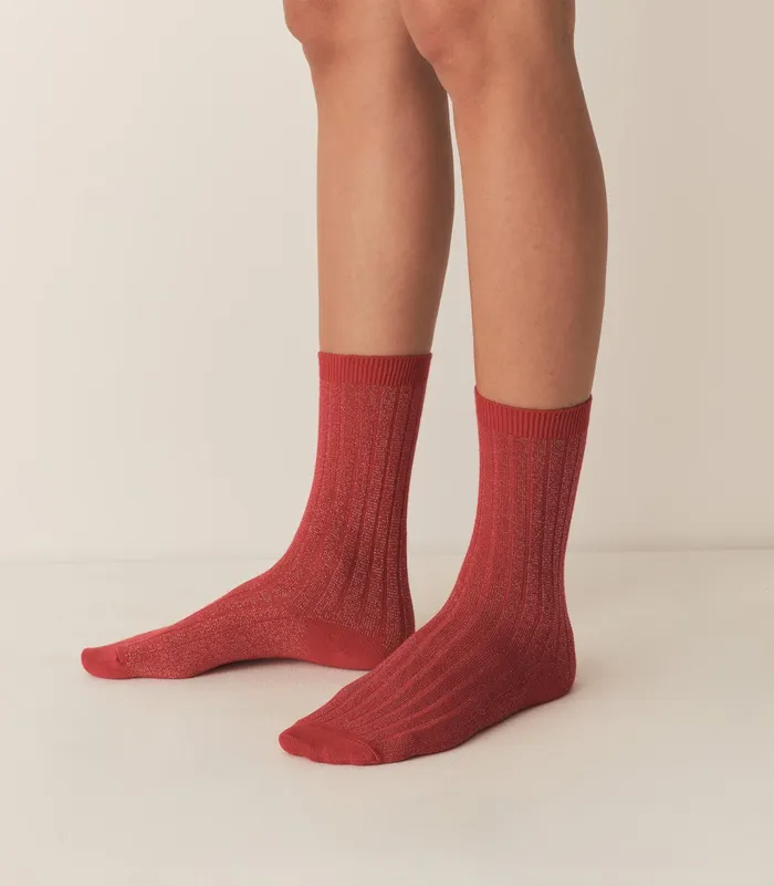 DEN Socks and Tights Women COLLGIEN Glitter Crew Sock Rouge Carmin DEN Socks and Tights Women COLLGIEN Glitter Crew Sock Rouge Carmin