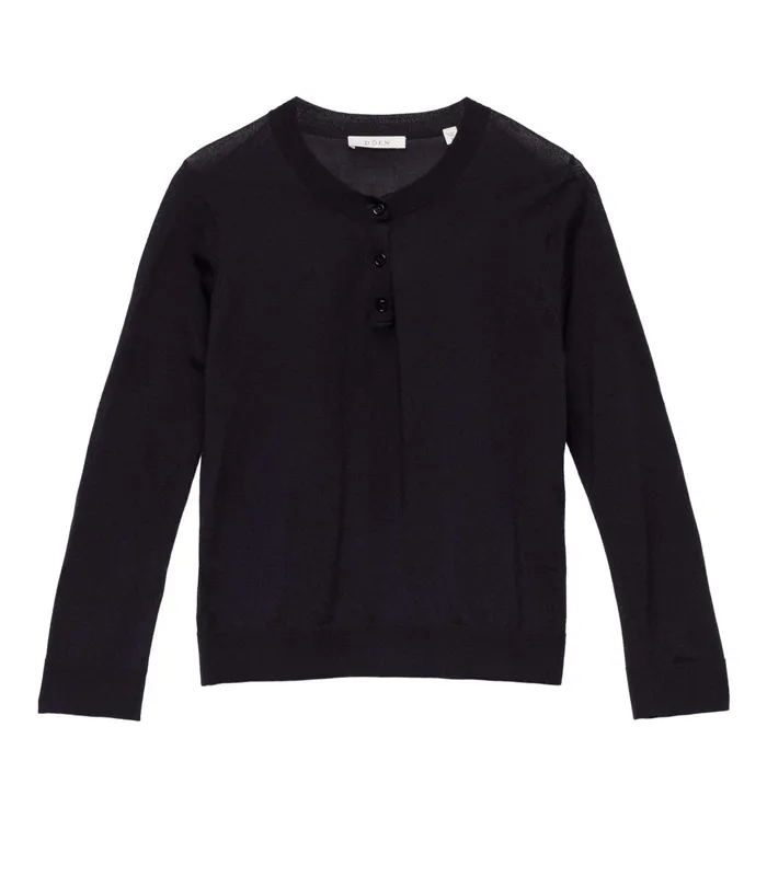DEN Tees Women Albany Knit Henley Deep Navy DEN Tees Women Albany Knit Henley Deep Navy