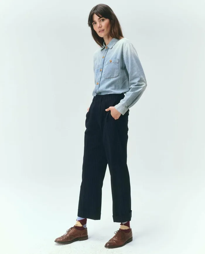 Denim Women The Great The Harbor Shirt Asphalt Wash
