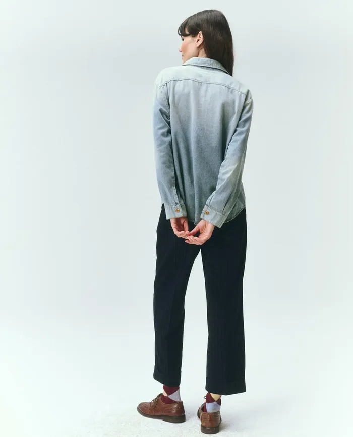 Denim Women The Great The Harbor Shirt Asphalt Wash