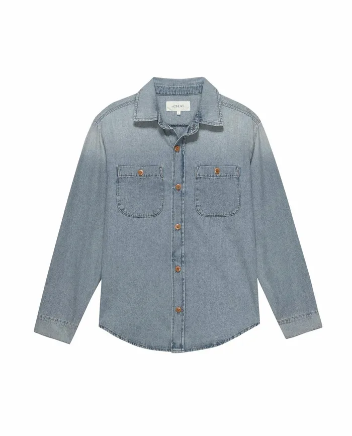 Denim Women The Great The Harbor Shirt Asphalt Wash