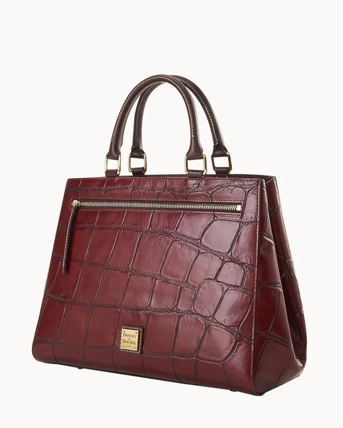 Denison Zip Satchel Bordeaux Women Dooney and Bourke Satchels Denison Zip Satchel Bordeaux Women Dooney and Bourke Satchels