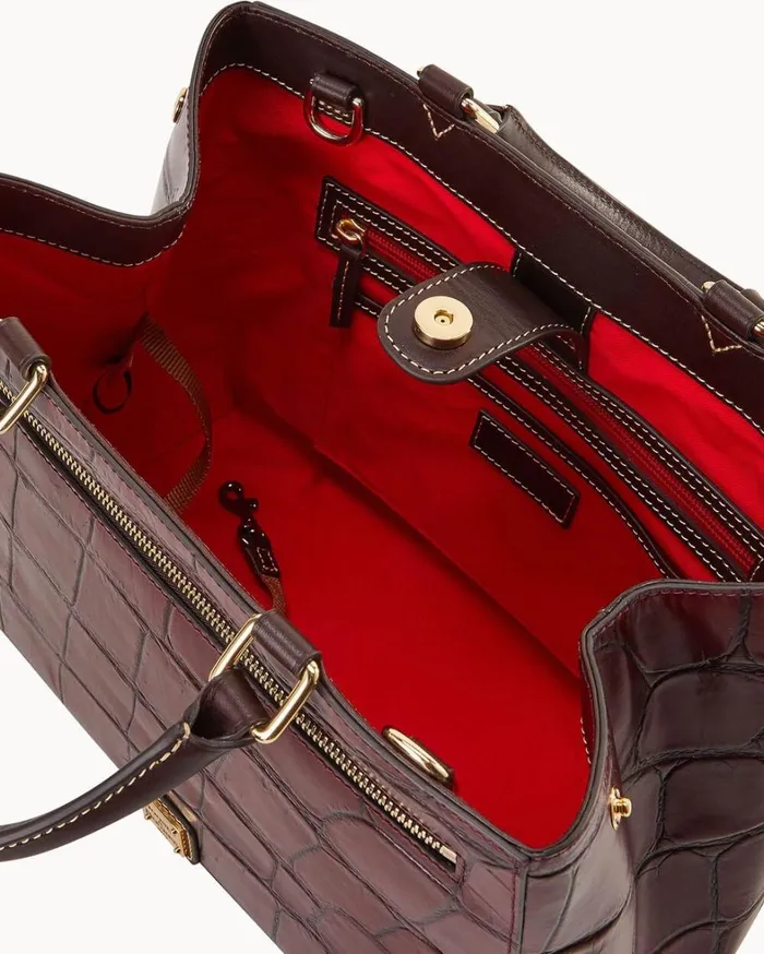 Denison Zip Satchel Bordeaux Women Dooney and Bourke Satchels Denison Zip Satchel Bordeaux Women Dooney and Bourke Satchels