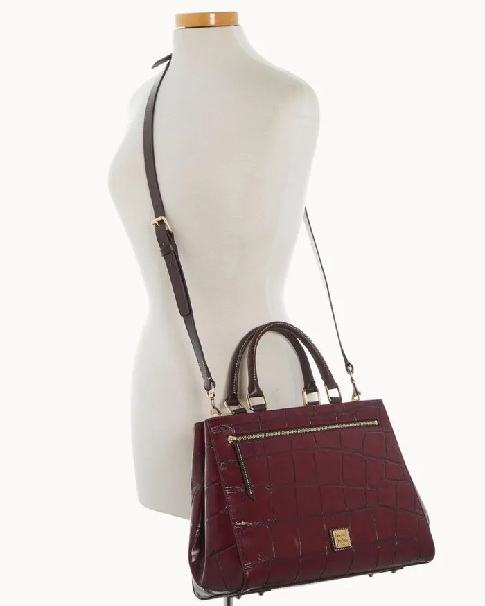 Denison Zip Satchel Bordeaux Women Dooney and Bourke Satchels Denison Zip Satchel Bordeaux Women Dooney and Bourke Satchels