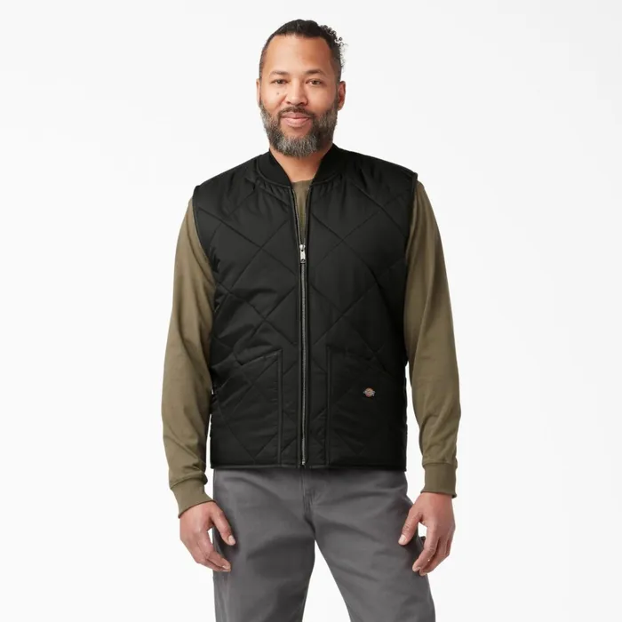 Diamond Quilted Vest Black Black bk Men Dickies Vests