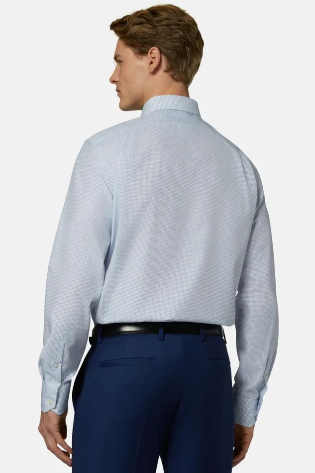 Dress Shirts Men Boggi Milano Regular Fit Blue Twill Checked Cotton Shirt Blue Dress Shirts Men Boggi Milano Regular Fit Blue Twill Checked Cotton Shirt Blue
