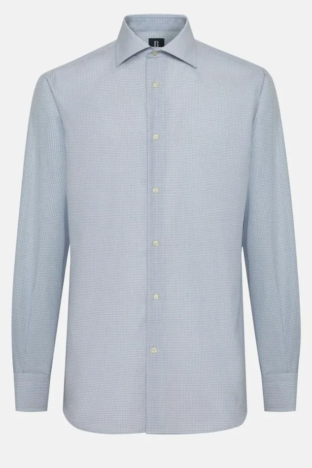 Dress Shirts Men Boggi Milano Regular Fit Blue Twill Checked Cotton Shirt Blue Dress Shirts Men Boggi Milano Regular Fit Blue Twill Checked Cotton Shirt Blue