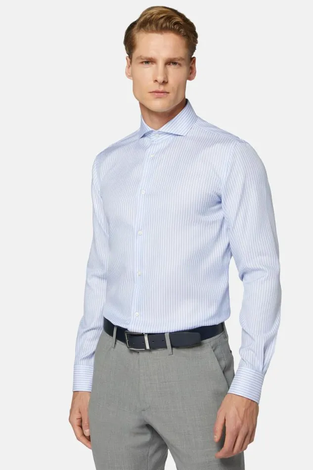 Dress Shirts Men Boggi Milano Regular Fit Sky Blue Striped Dobby Cotton Shirt Light Blu Dress Shirts Men Boggi Milano Regular Fit Sky Blue Striped Dobby Cotton Shirt Light Blu