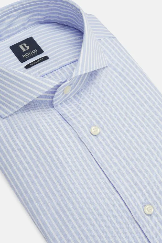 Dress Shirts Men Boggi Milano Regular Fit Sky Blue Striped Dobby Cotton Shirt Light Blu Dress Shirts Men Boggi Milano Regular Fit Sky Blue Striped Dobby Cotton Shirt Light Blu