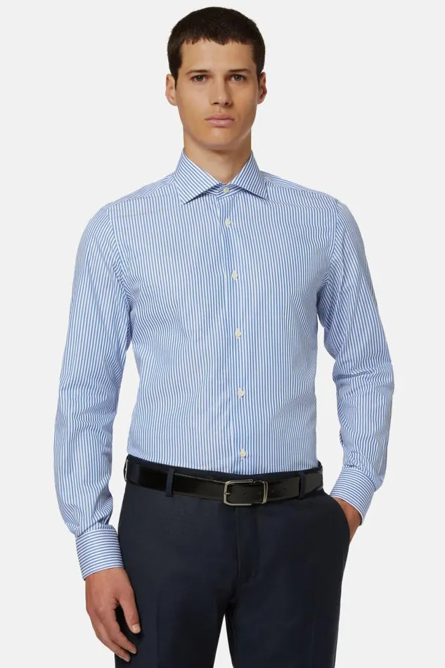 Dress Shirts Men Boggi Milano Slim Fit Blue Striped Cotton Shirt Blue Dress Shirts Men Boggi Milano Slim Fit Blue Striped Cotton Shirt Blue