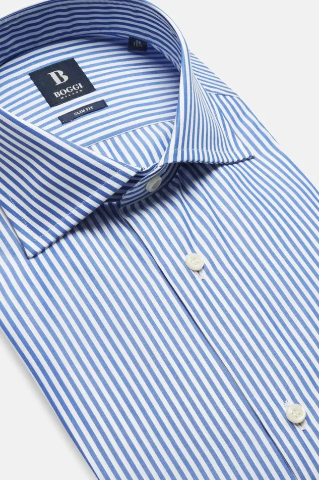 Dress Shirts Men Boggi Milano Slim Fit Blue Striped Cotton Shirt Blue Dress Shirts Men Boggi Milano Slim Fit Blue Striped Cotton Shirt Blue