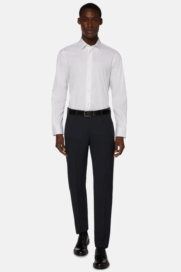 Dress Shirts Men Boggi Milano Slim Fit White Shirt In Stretch Cotton White