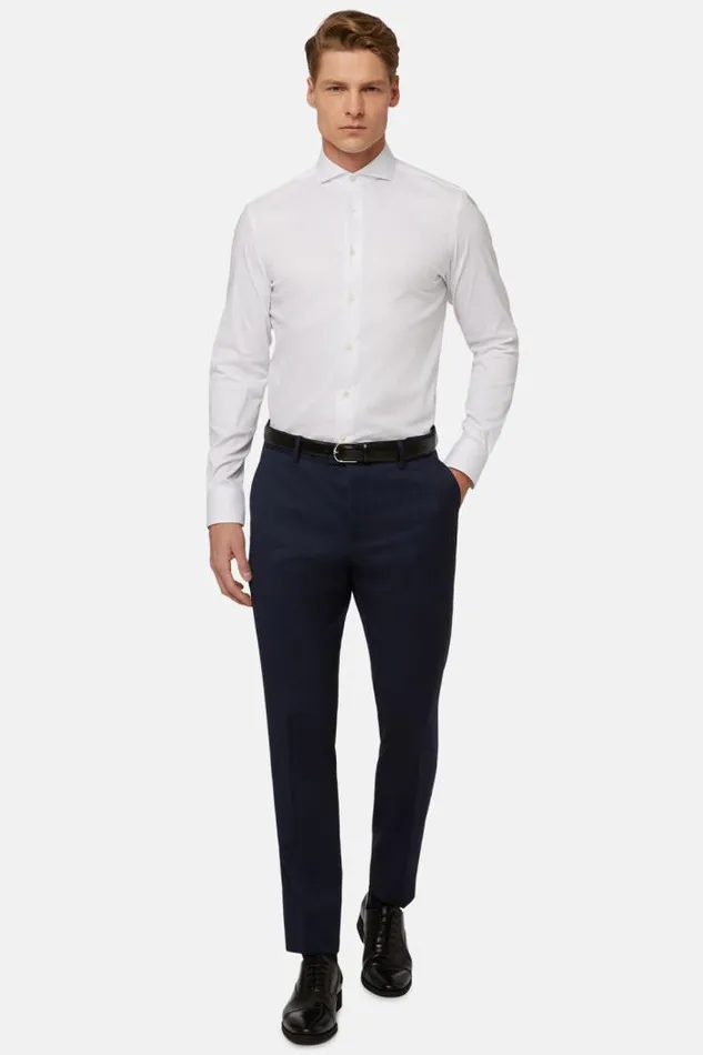 Dress Shirts Men Boggi Milano Slim Fit White Stretch CottonNylon Shirt White