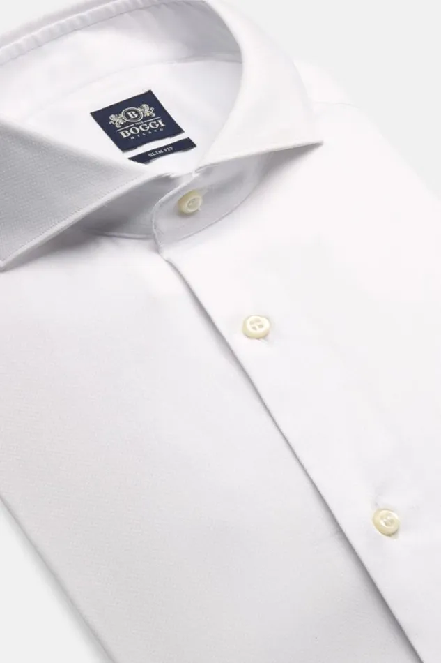 Dress Shirts Men Boggi Milano Slim Fit White Stretch CottonNylon Shirt White Dress Shirts Men Boggi Milano Slim Fit White Stretch CottonNylon Shirt White