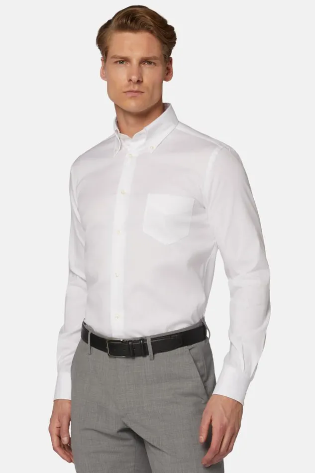 Dress Shirts Men Boggi Milano Stretch PPoint Boston Collar Shirt Regular Fit White Dress Shirts Men Boggi Milano Stretch PPoint Boston Collar Shirt Regular Fit White