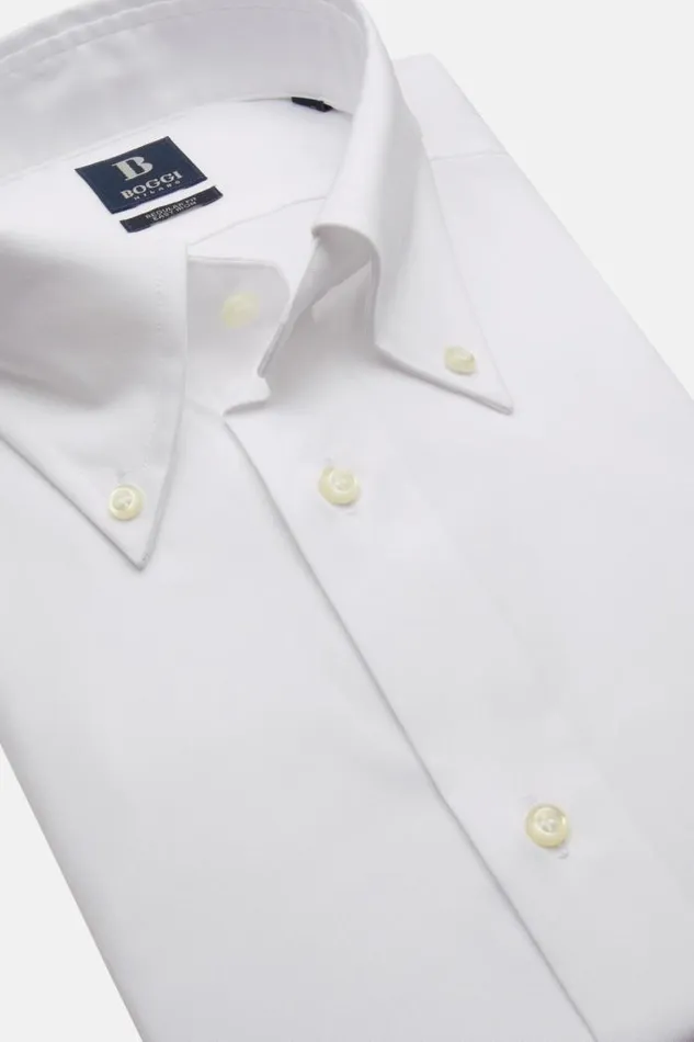 Dress Shirts Men Boggi Milano Stretch PPoint Boston Collar Shirt Regular Fit White Dress Shirts Men Boggi Milano Stretch PPoint Boston Collar Shirt Regular Fit White