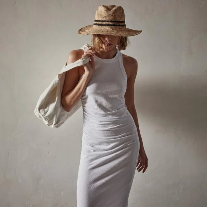 DressesJumpsuits Women James Perse Ruched Cut Away Tank Dress White