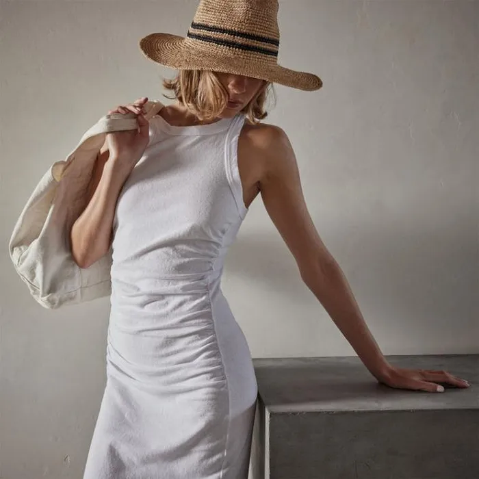 DressesJumpsuits Women James Perse Ruched Cut Away Tank Dress White