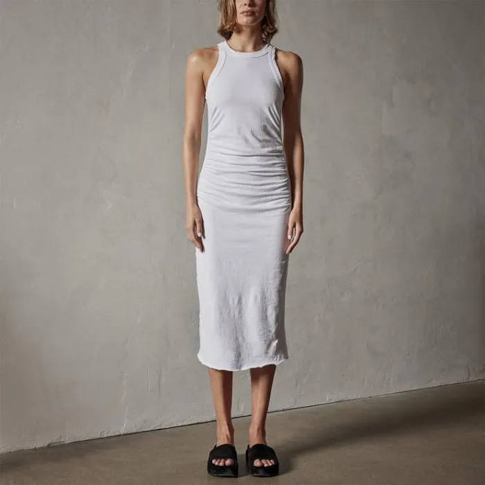 DressesJumpsuits Women James Perse Ruched Cut Away Tank Dress White