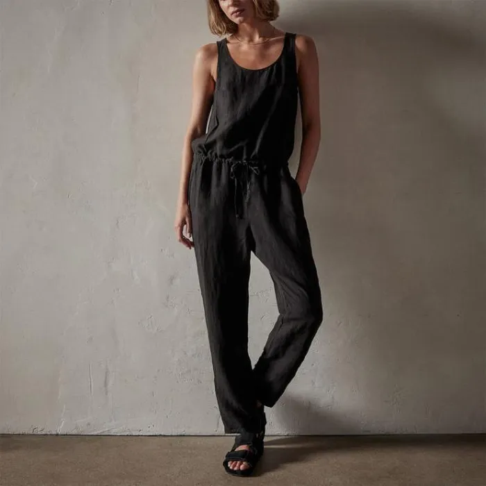 DressesJumpsuits Women James Perse Sleeveless Linen Blend Jumpsuit Black