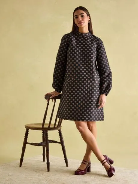 Dresses Women Joules Black Jacquard ALine Dress