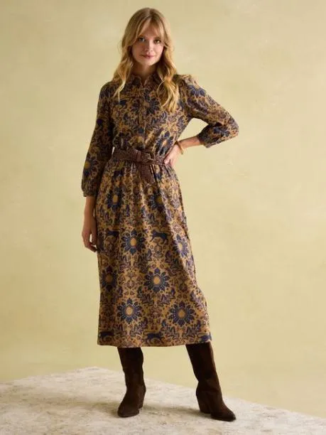Dresses Women Joules Brown Floral Jersey Shirt Dress