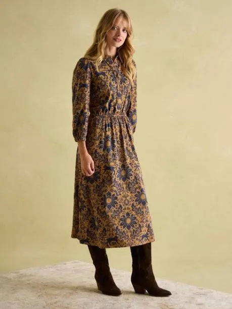 Dresses Women Joules Brown Floral Jersey Shirt Dress