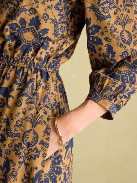 Dresses Women Joules Brown Floral Jersey Shirt Dress