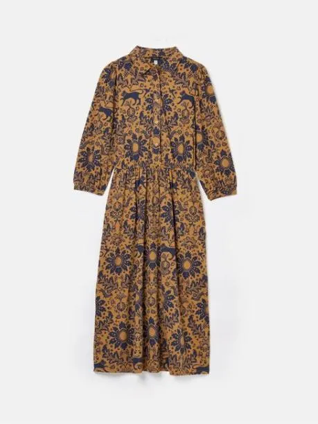 Dresses Women Joules Brown Floral Jersey Shirt Dress