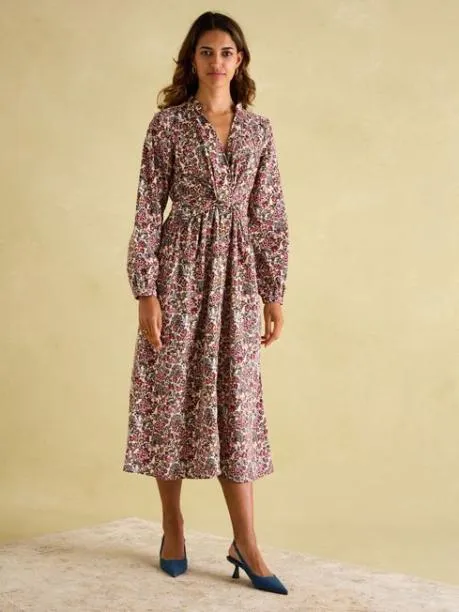 Dresses Women Joules Cream Ditsy Cord Twisted Front Dress