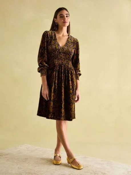 Dresses Women Joules Floral Velvet Shirred Dress