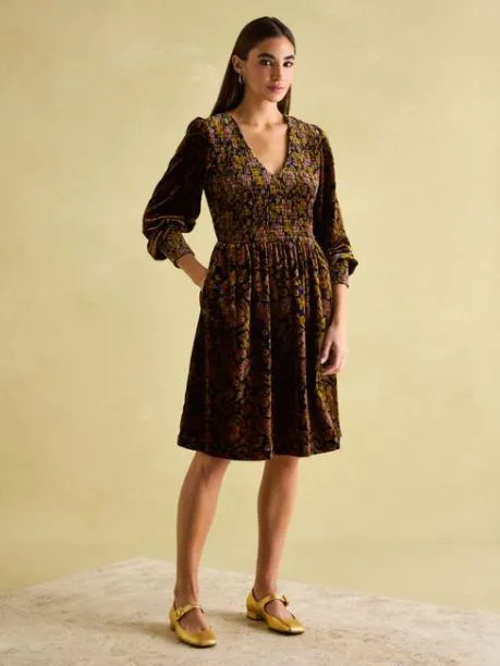 Dresses Women Joules Floral Velvet Shirred Dress