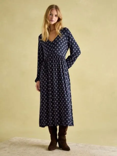 Dresses Women Joules Navy Long Sleeve Midaxi Dress