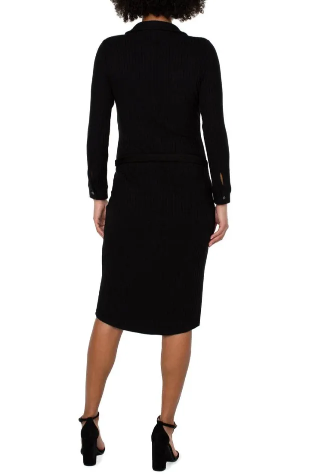 DRESSES Women Liverpool Los Angeles BUTTON FRONT KNIT SHIRT DRESS Black