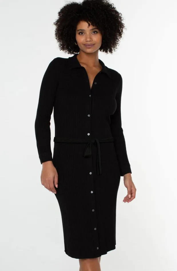 DRESSES Women Liverpool Los Angeles BUTTON FRONT KNIT SHIRT DRESS Black