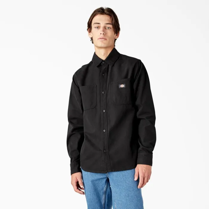 Duck Canvas Long Sleeve Utility Shirt Stonewashed Black Stonewashed Black sbk Men Dickies Button Up Duck Canvas Long Sleeve Utility Shirt Stonewashed Black Stonewashed Black sbk Men Dickies Button Up