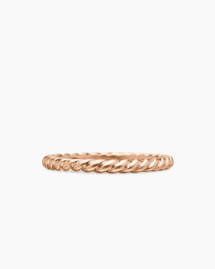 DY Cable Band Ring In 18K Rose Gold 3mm Women David Yurman Band