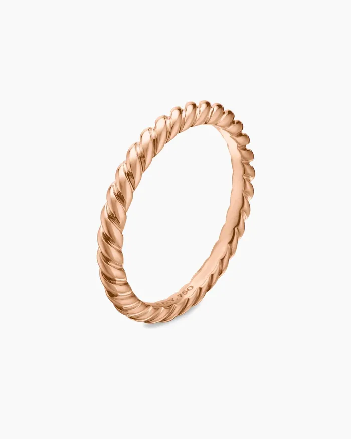 DY Cable Band Ring In 18K Rose Gold 3mm Women David Yurman Band DY Cable Band Ring In 18K Rose Gold 3mm Women David Yurman Band