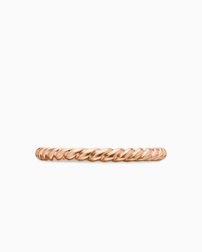 DY Cable Band Ring In 18K Rose Gold 3mm Women David Yurman Band DY Cable Band Ring In 18K Rose Gold 3mm Women David Yurman Band