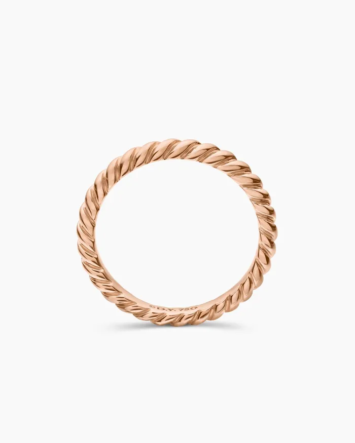 DY Cable Band Ring In 18K Rose Gold 3mm Women David Yurman Band DY Cable Band Ring In 18K Rose Gold 3mm Women David Yurman Band