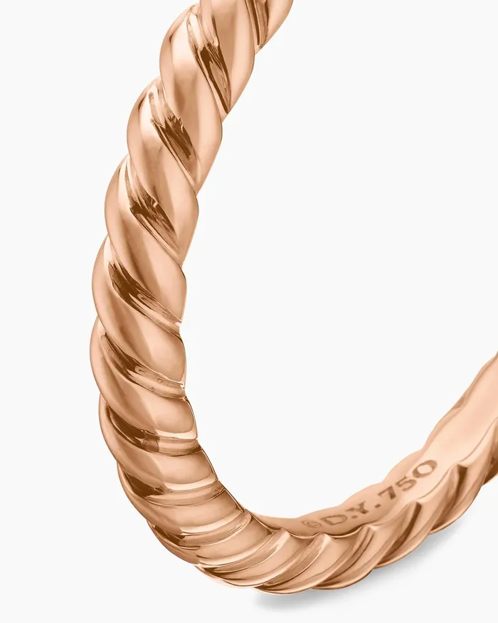 DY Cable Band Ring In 18K Rose Gold 3mm Women David Yurman Band DY Cable Band Ring In 18K Rose Gold 3mm Women David Yurman Band