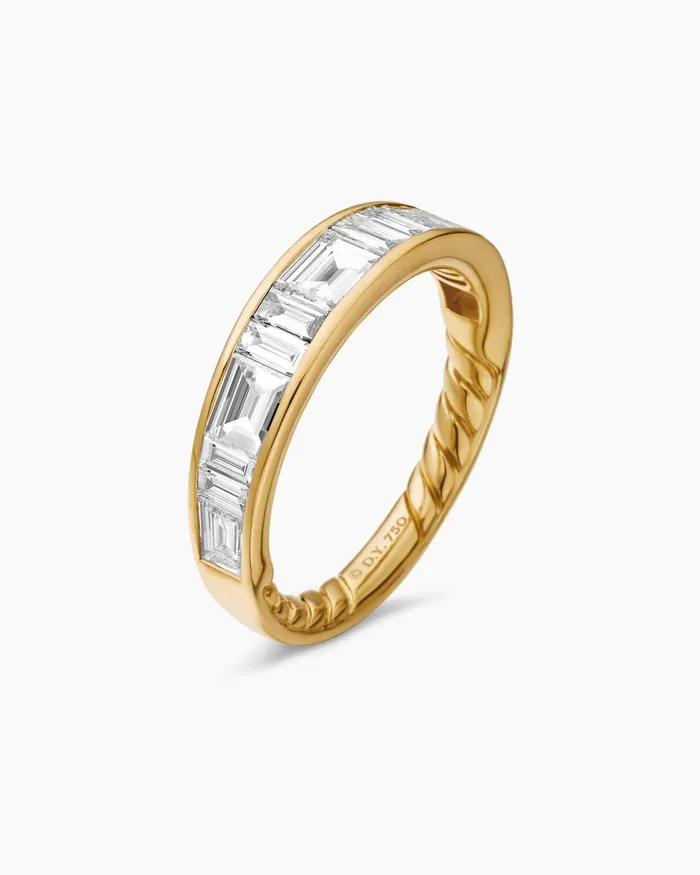 DY Eden Band Ring In 18K Yellow Gold With Baguette Diamonds 48mm Women David Yurman Band DY Eden Band Ring In 18K Yellow Gold With Baguette Diamonds 48mm Women David Yurman Band